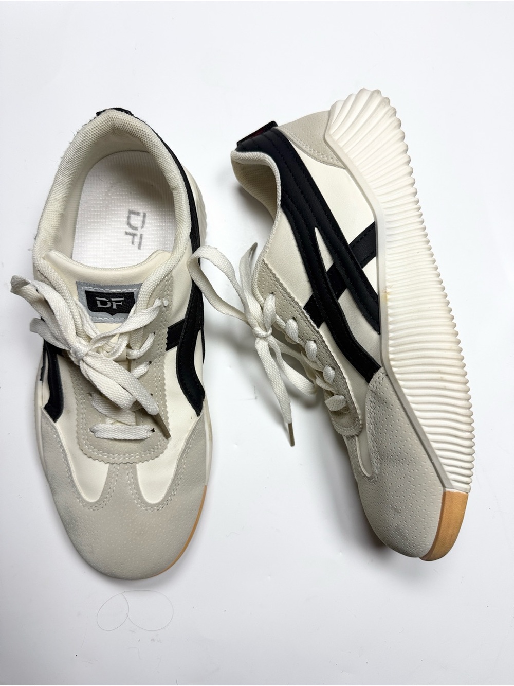 De Florance Vintage Sneakers Shoes DF Cloudea Lightweight Beige Black S-558 Sz 9